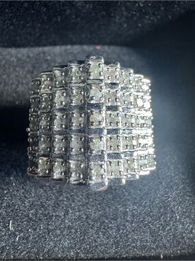 Stamped 925 multi row diamond ring by Renaissance Global. India